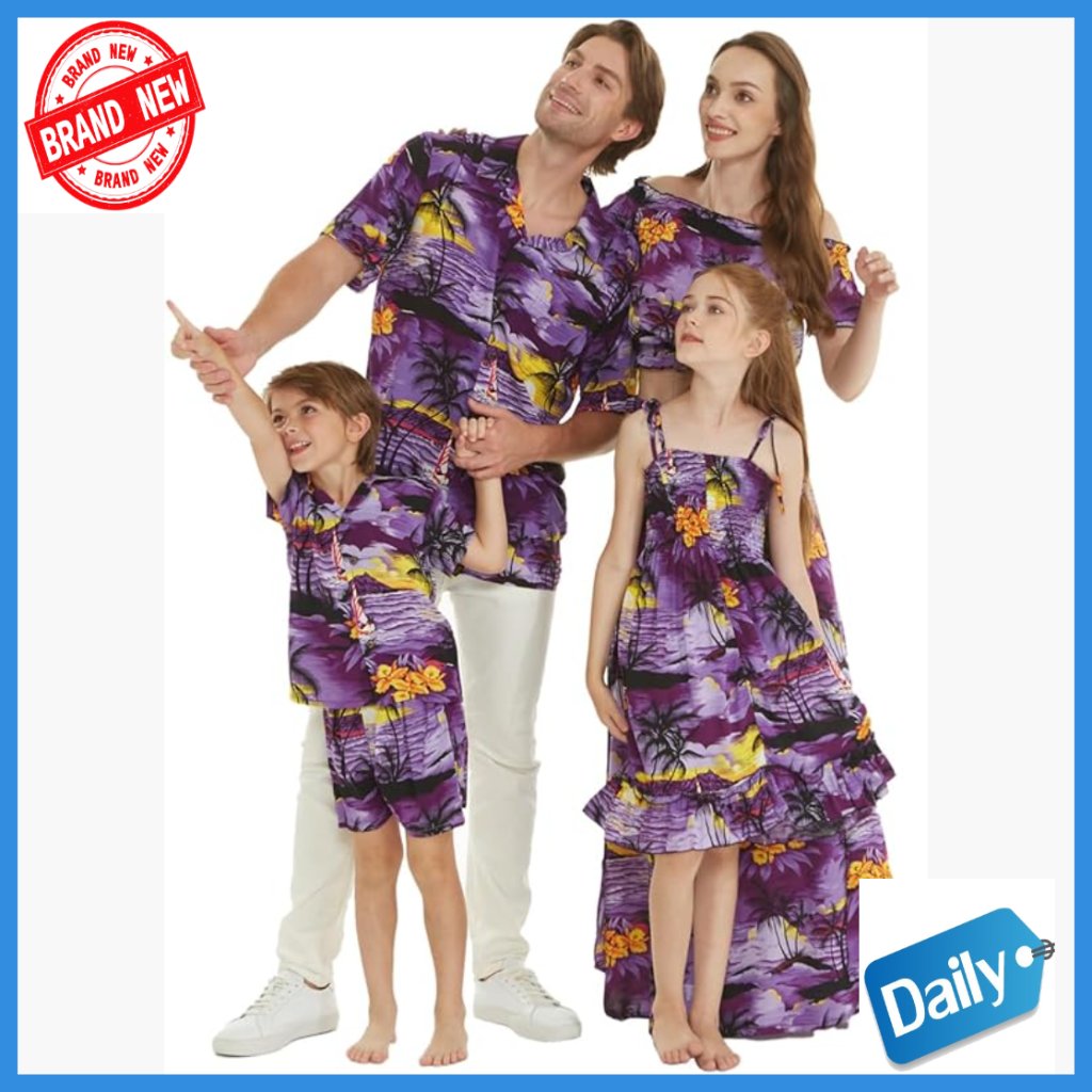 Rayon Matching Family Luau Outfit Beach Casual Regular Fit